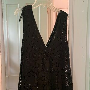 Black Crochet Sleeveless Dress